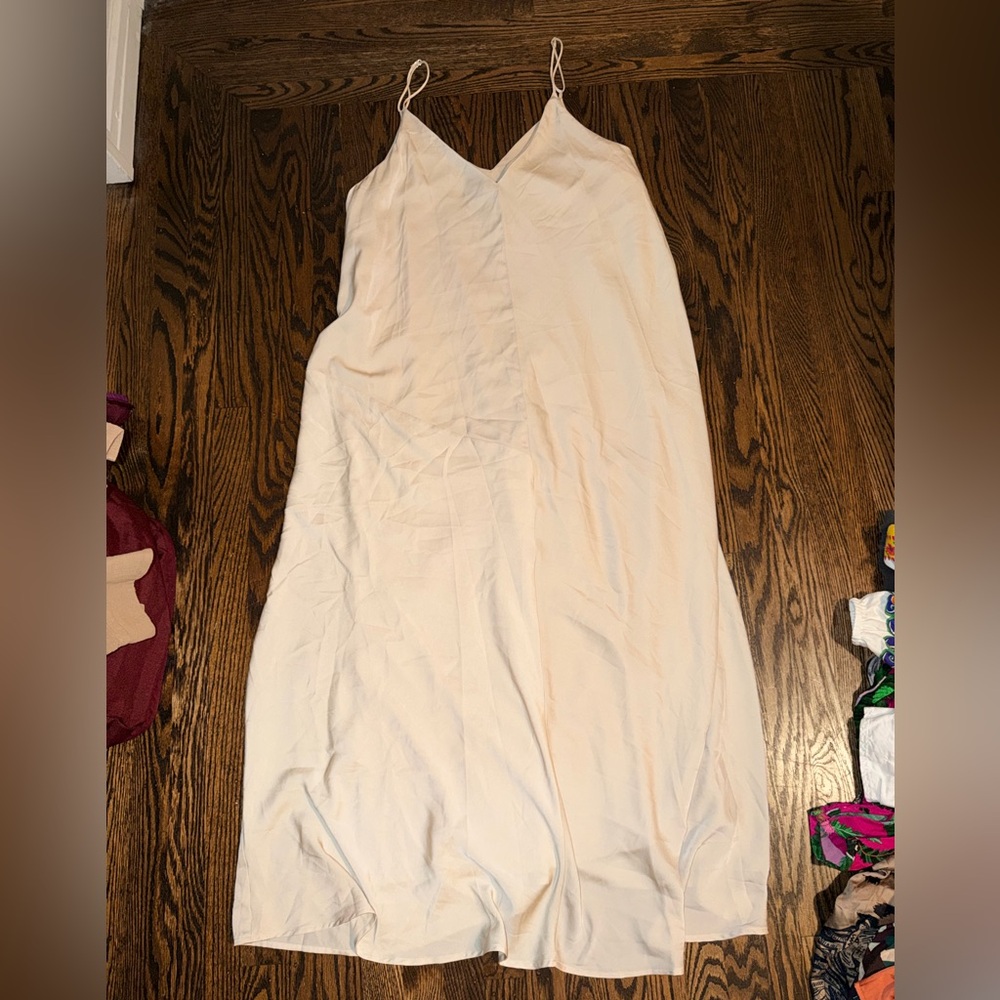 Women's Cream Slip Dress with Spaghetti Straps